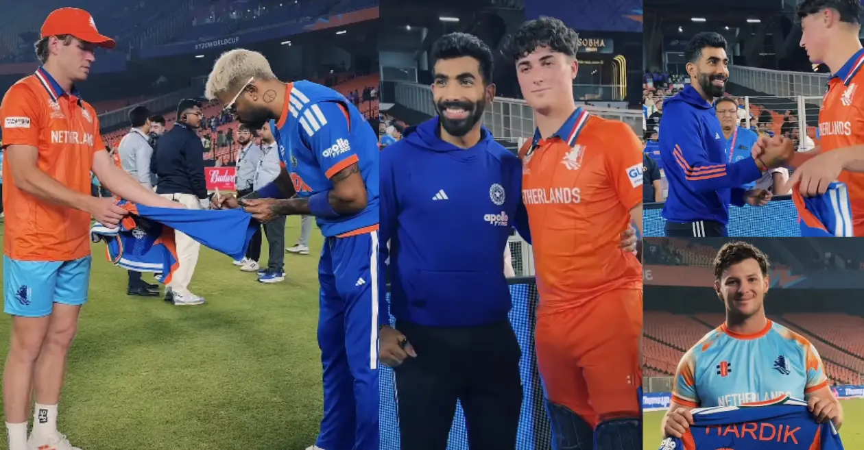 WATCH: Hardik Pandya, Jasprit Bumrah win hearts by handing over signed jerseys to Netherlands squad post T20 World Cup 2026 clash