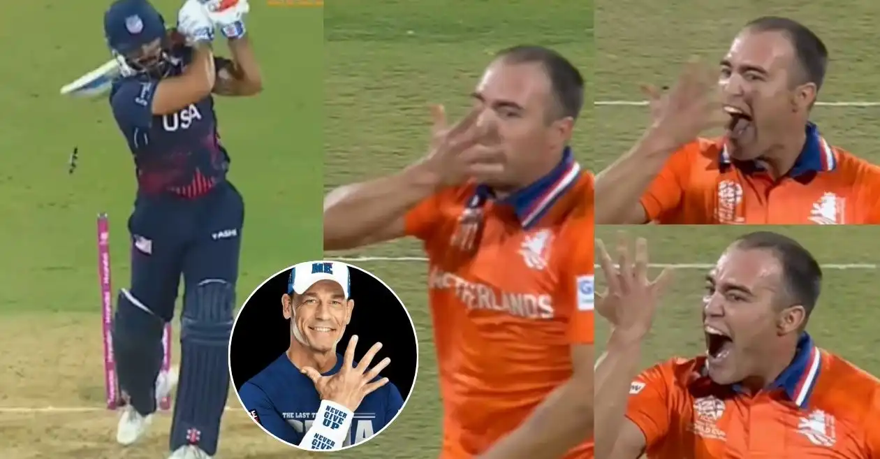 WATCH: Kyle Klein does a John Cena after dismissing Shayan Jahangir in USA vs NED T20 World Cup 2026 clash