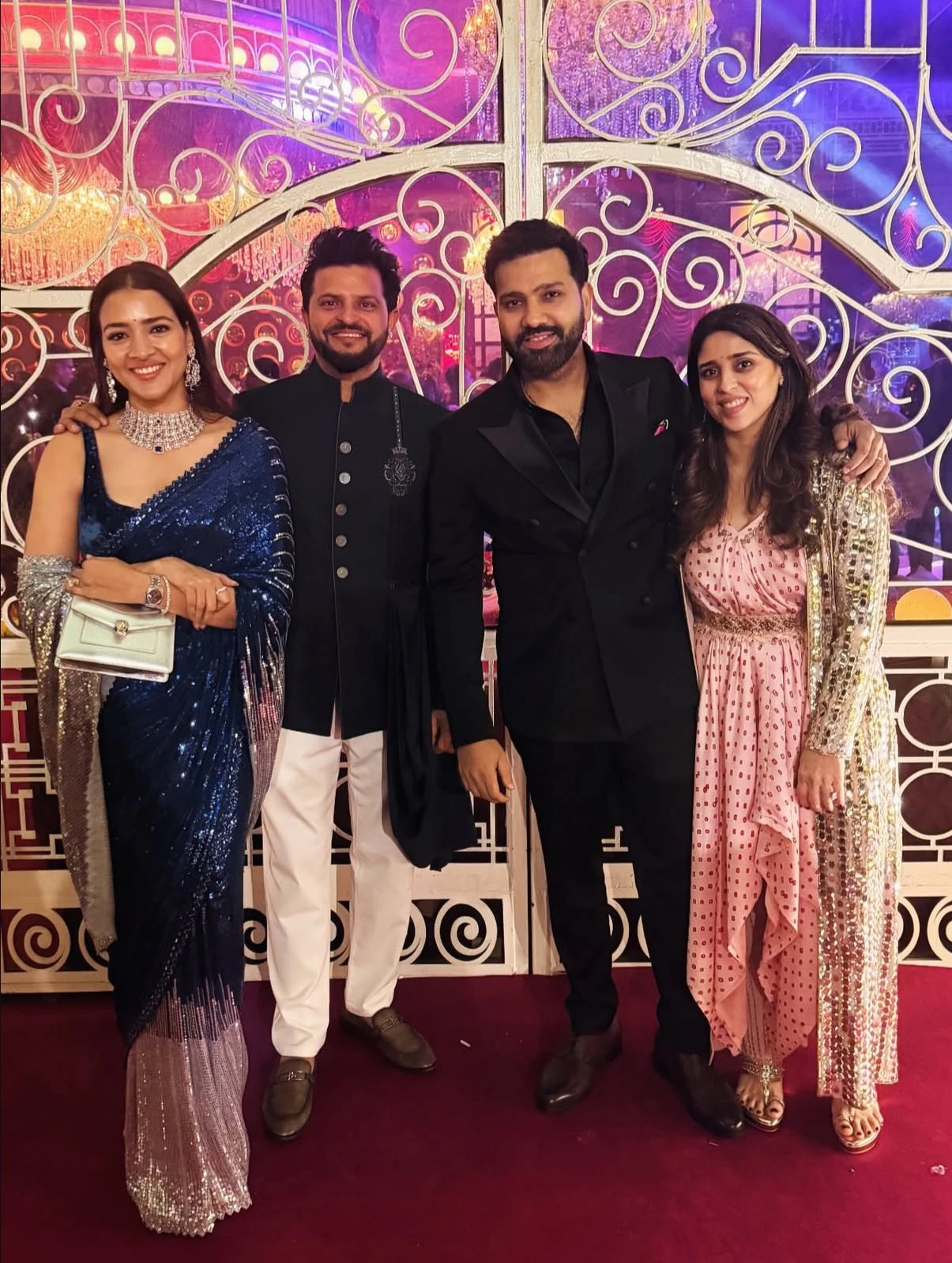 Rohit Sharma and Suresh Raina at Shikhar Dhawan's wedding reception