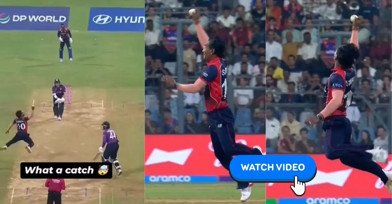 WATCH: Sompal Kami plucks a one-handed blinder to dismiss Brandon McMullen in SCO vs NEP clash at T20 World Cup 2026