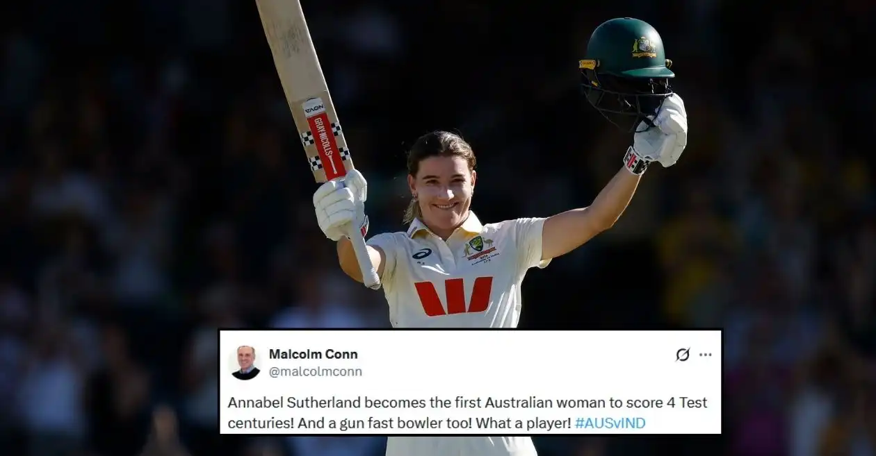 AUS-W vs IND-W: Fans erupt as Annabel Sutherland lights up Perth with record-breaking century on Day 2 of the one-off Test