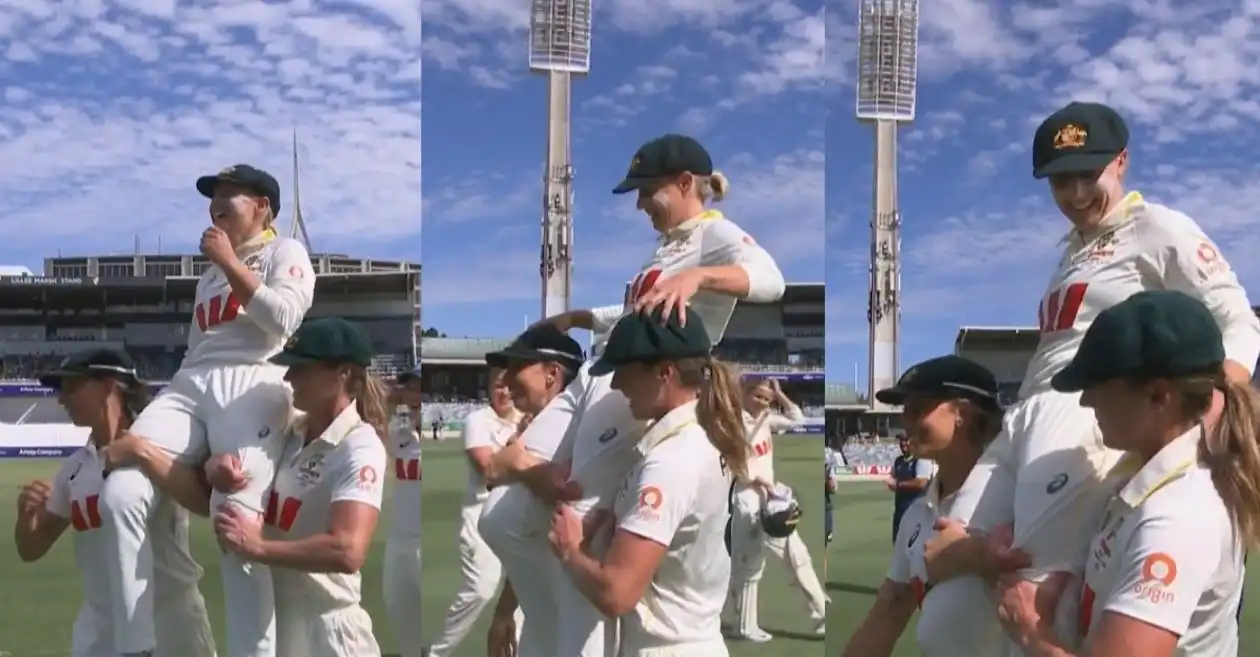 WATCH: Ashleigh Gardner and Ellyse Perry lift Alyssa Healy on their shoulders as Australia legend bids farewell to international cricket