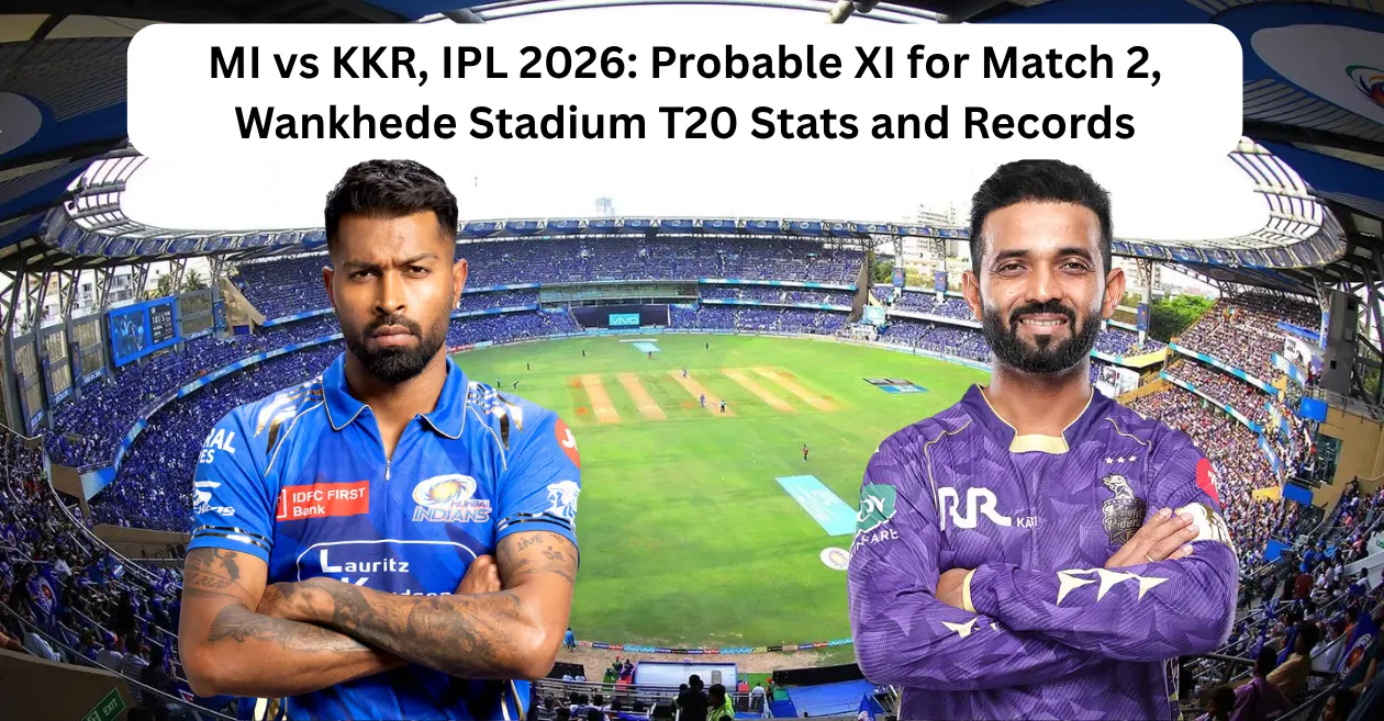 MI vs KKR, IPL 2026: Probable XI for Match 2, Wankhede Stadium T20 Stats and Records