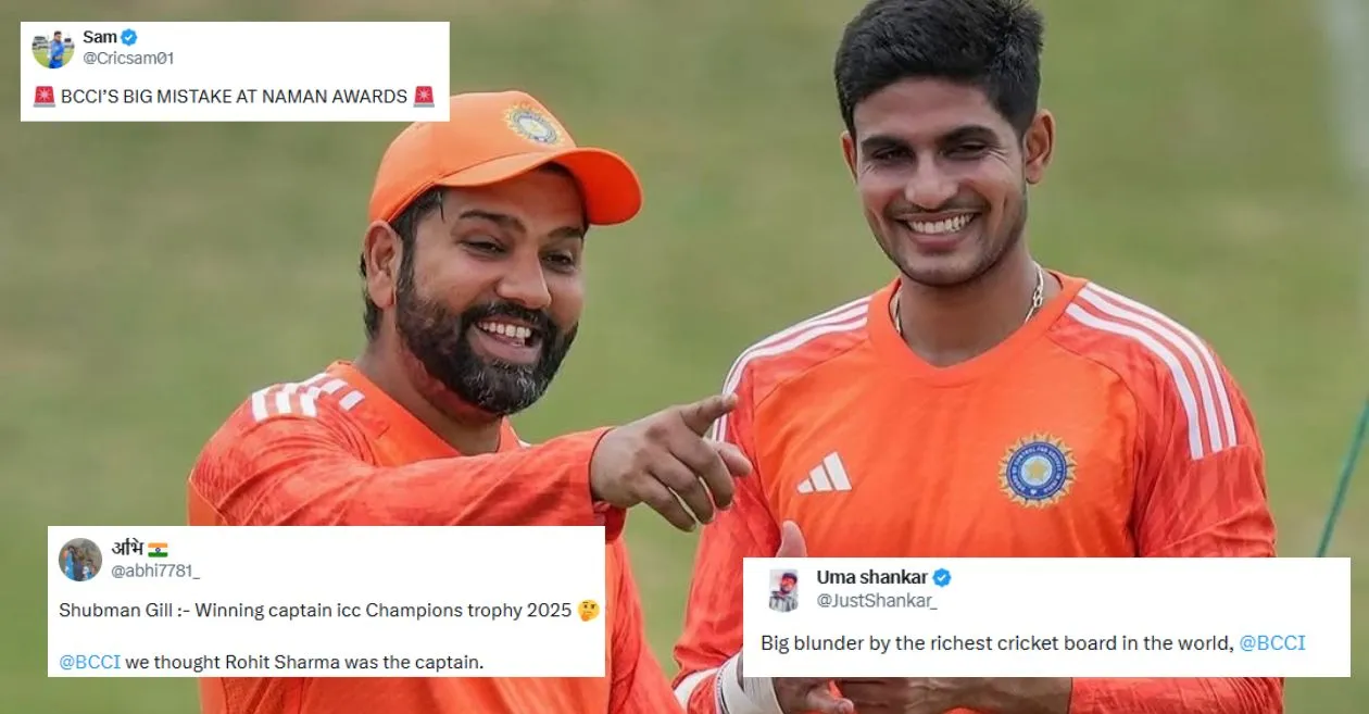 Rohit Sharma fans slam BCCI’s graphic error after Shubman Gill shown as India’s Champions Trophy winning team’s captain at Naman Awards