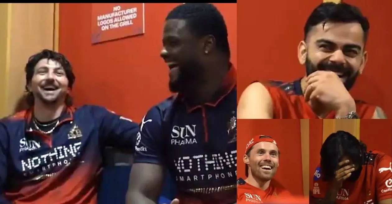 IPL 2026 [WATCH]: Romario Shepherd’s funny breakdown of Tim David’s assault vs CSK leaves Virat Kohli and RCB dressing room in splits